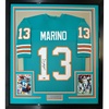 image:imageFramed Facsimile Autographed Dan Marino 35x39 Miami Teal Reprint Laser Auto Football Jersey