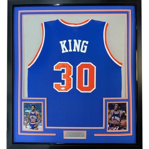 image:imageFramed AutographedSigned Bernard King 33x42 New York Blue Basketball Jersey Beckett BAS COA
