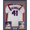 image:imageFramed Facsimile Autographed Tom Seaver 35x39 New York Pinstripe Reprint Laser Auto Baseball Jersey