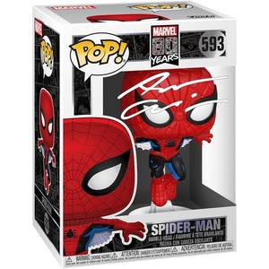 image:imageAndrew Garfield SpiderMan 593 Facsimile Signed Reprint Laser Autographed Funko POP Marvel Figurine with Protector Case