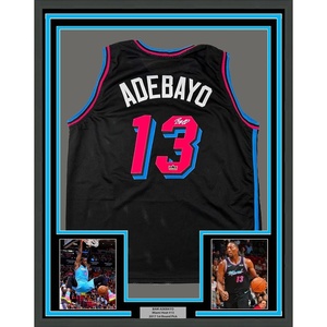 image:imageFramed Facsimile Autographed Bam Adebayo 35x39 Miami Black Vice City Reprint Laser Auto Basketball Jersey