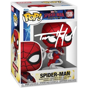 image:imageTom Holland Spiderman 1586 Swinging SpiderMan Brand New Day Facsimile Signed Reprint Laser Autographed Funko POP Marvel Avengers Movies Figurine with Protector Case