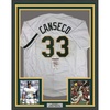 image:imageFramed AutographedSigned Jose Canseco 33x42 Oakland White Baseball Jersey JSA COA