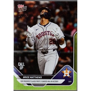 image:image2025 Topps Now Brice Matthews 449 Gold Foil 50 Houston Astros Rookie RC Baseball Card
