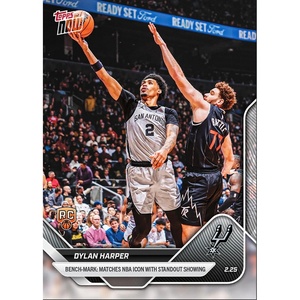 image:image2025 Topps Now Dylan Harper 183 BenchMark Matches NBA Icon With Standout Showing San Antonio Spurs Rookie RC Basketball Card
