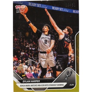 image:image2025 Topps Now Dylan Harper 183 Gold Foil 50 San Antonio Spurs Rookie RC Basketball Card
