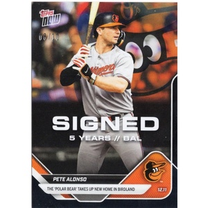 image:image2025 Topps Now Pete Alonso OS10 Black Foil 10 Baltimore Orioles Baseball Card