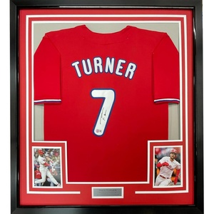 image:imageFramed AutographedSigned Trea Turner 35x39 Philadelphia Red Baseball Jersey Beckett BAS COA