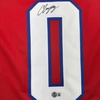 image:imageFramed AutographedSigned Christian Gonzalez 35x39 New England Red Football Jersey Beckett BAS COA