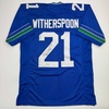 image:imageAutographedSigned Devon Witherspoon Seattle Blue Retro Football Jersey Beckett BAS COA