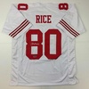 image:imageFacsimile Autographed Jerry Rice San Francisco White Reprint Laser Auto Football Jersey Size Mens XL