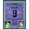 image:imageFramed AutographedSigned Karim Benzema 35x39 Real Madrid 202223 Purple Soccer Jersey Beckett BAS COA