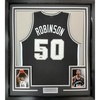 image:imageFramed Facsimile Autographed David Robinson 35x39 San Antonio Black Reprint Laser Auto Basketball Jersey