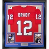 image:imageFramed Facsimile Autographed Tom Brady 35x39 New England Red Reprint Laser Auto Football Jersey