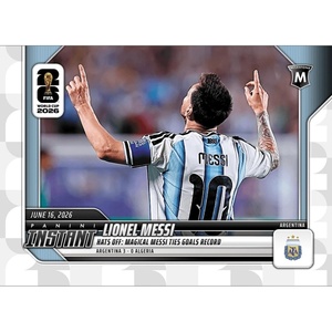 image:image2026 Panini Instant FIFA World Cup Lionel Messi 46 Hats Off Magical Messi Ties Goals Record Argentina Soccer Card