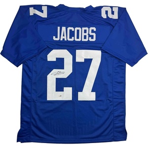 image:imageAutographedSigned Brandon Jacobs New York Blue Football Jersey Beckett BAS COA