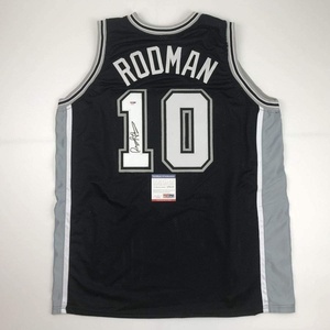 image:imageAutographedSigned Dennis Rodman San Antonio Black Basketball Jersey PSADNA COA