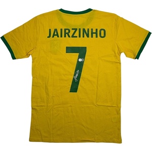 image:imageAutographedSigned Jairzinho Brazil Yellow Soccer Futbol Jersey Beckett BAS COA