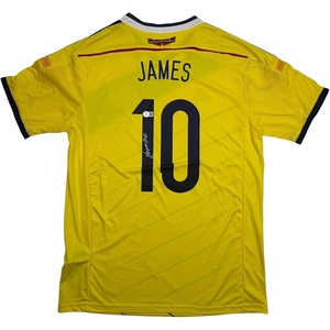 image:imageAutographedSigned James Rodriguez Columbia Yellow Soccer Futbol Jersey Beckett BAS COA