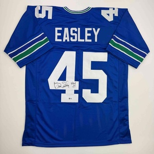 image:imageAutographedSigned Kenny Easley HOF 17 Seattle Blue Football Jersey JSA COA