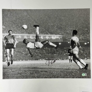 image:imageAutographedSigned Pele Brazil Soccer Futbol 16x20 Photo Bicycle Kick Beckett BAS COA Auto