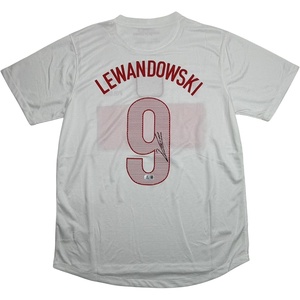 image:imageAutographedSigned Robert Lewandowski Poland White Soccer Futbol Jersey Beckett BAS COA