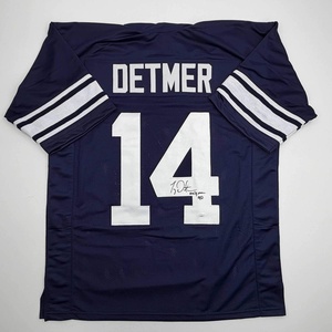 image:imageAutographedSigned Ty Detmer Heisman 90 Brigham Young BYU Blue College Football Jersey JSA COA