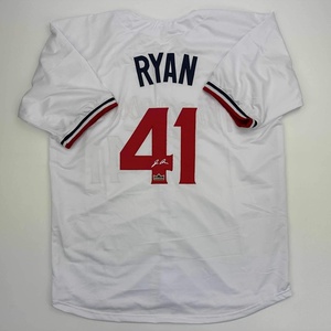 image:imageFacsimile Autographed Joe Ryan Minnesota White Reprint Laser Auto Baseball Jersey Size Mens XL
