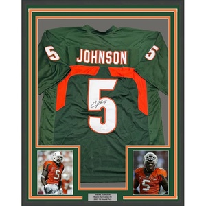 image:imageFramed AutographedSigned Andre Johnson 35x39 Miami Green College Football Jersey JSA COA