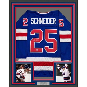 image:imageFramed AutographedSigned Buzz Schneider 35x39 Blue Team USA Miracle On Ice 1980 Olympics Hockey Jersey Beckett BAS COA