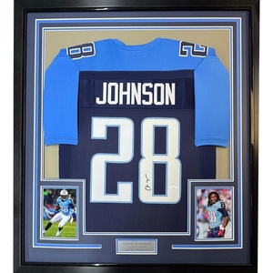 image:imageFramed AutographedSigned Chris Johnson 33x42 Tennessee Dark Blue Football Jersey JSA COA