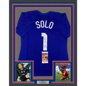 image:imageFramed AutographedSigned Hope Solo 33x42 United States USA Blue Soccer Jersey JSA COA