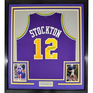 image:imageFramed AutographedSigned John Stockton 35x39 Utah Purple Basketball Jersey Beckett BAS COA