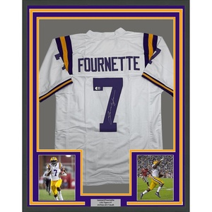 image:imageFramed AutographedSigned Leonard Fournette 35x39 LSU White College Football Jersey Beckett BAS COA