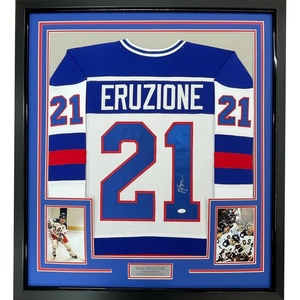 image:imageFramed AutographedSigned Mike Eruzione 33x42 White 1980 Miracle On Ice United States Hockey Jersey JSA COA