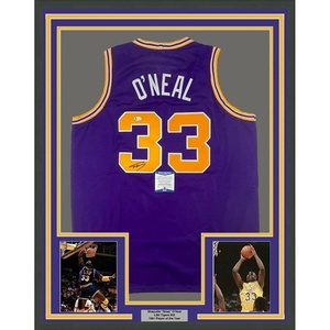 image:imageFramed AutographedSigned Shaquille Shaq ONeal 33x42 LSU Purple Basketball Jersey Beckett BAS COA