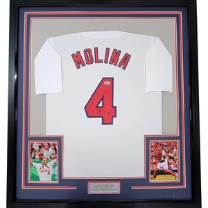 image:imageFramed AutographedSigned Yadier Molina 35x39 St Louis White Baseball Jersey Beckett BAS COA