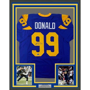 image:imageFramed Facsimile Autographed Aaron Donald 35x39 Los Angeles LA Royal Blue Retro Reprint Laser Auto Football Jersey