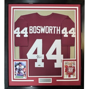 image:imageFramed Facsimile Autographed Brian Bosworth 35x39 Oklahoma Red Reprint Laser Auto College Football Jersey