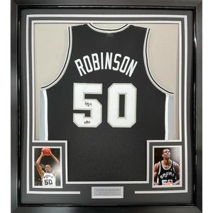 image:imageFramed Facsimile Autographed David Robinson 35x39 San Antonio Black Reprint Laser Auto Basketball Jersey