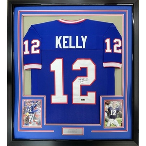 image:imageFramed Facsimile Autographed Jim Kelly 35x39 Buffalo Blue Reprint Laser Auto Football Jersey