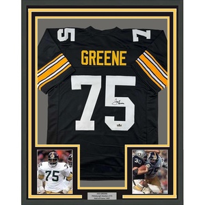 image:imageFramed Facsimile Autographed Mean Joe Greene 35x39 Pittsburgh Black Reprint Laser Auto Football Jersey