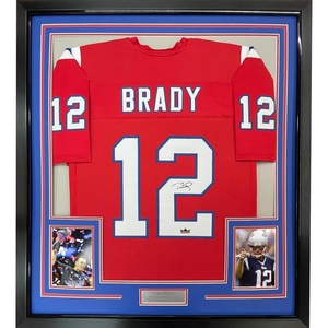 image:imageFramed Facsimile Autographed Tom Brady 35x39 New England Red Reprint Laser Auto Football Jersey