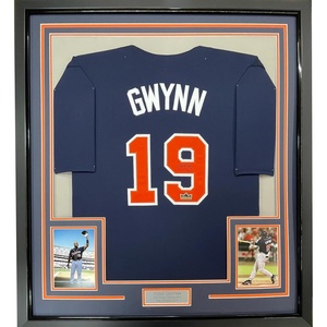 image:imageFramed Facsimile Autographed Tony Gwynn 35x39 San Diego Blue Reprint Laser Auto Baseball Jersey
