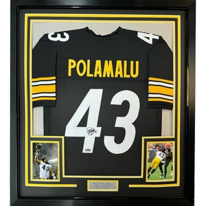 image:imageFramed Facsimile Autographed Troy Polamalu 35x39 Pittsburgh Black Reprint Laser Auto Football Jersey