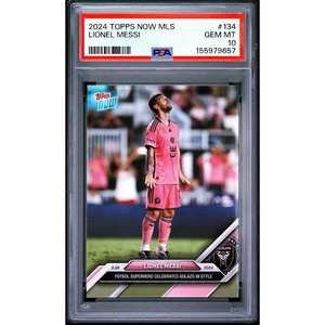 image:imageGraded 2024 Topps Now MLS Lionel Messi 134 Futbol Superhero Celebrates Golazo in Style Soccer Card PSA 10 Gem Mint