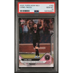 image:imageGraded 2025 Topps Now MLS Lionel Messi 102 1st With Consecutive 35 Goal Contributions Soccer Card PSA 10 Gem Mint