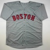 image:imageFacsimile Autographed Pedro Martinez Boston Grey Reprint Laser Auto Baseball Jersey Size Mens XL