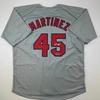 image:imageFacsimile Autographed Pedro Martinez Boston Grey Reprint Laser Auto Baseball Jersey Size Mens XL