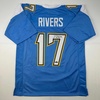 image:imageFacsimile Autographed Philip Rivers Los Angeles LA Powder Blue Reprint Laser Auto Football Jersey Size Mens XL
